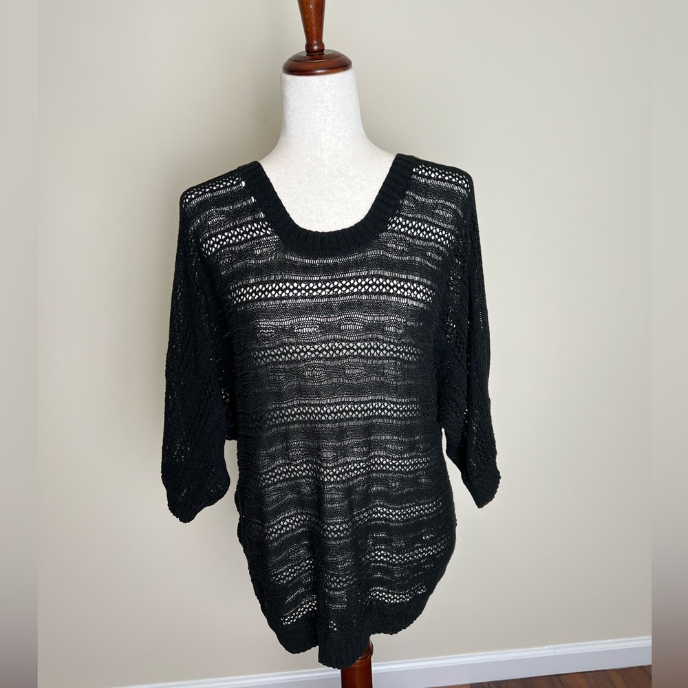 Torrid Black Open Knit Sweater Tunic Top – Size 2 (2X) Boho Lightweight